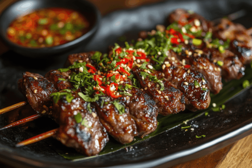 Brochettes de bœuf marinées au chimichurri fumé